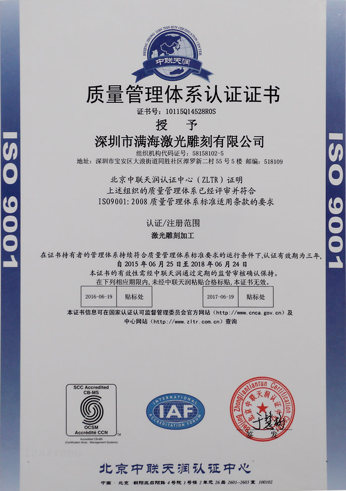 ISO9001质量管理体系认证证书-1